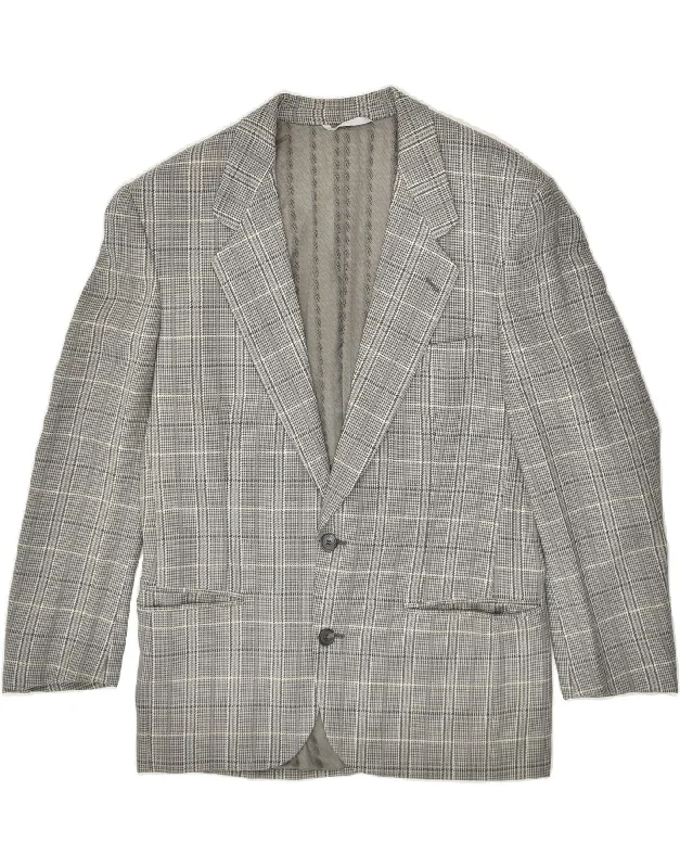 LUIGI BOTTO Mens 2 Button Blazer Jacket IT 48 Medium Grey Houndstooth