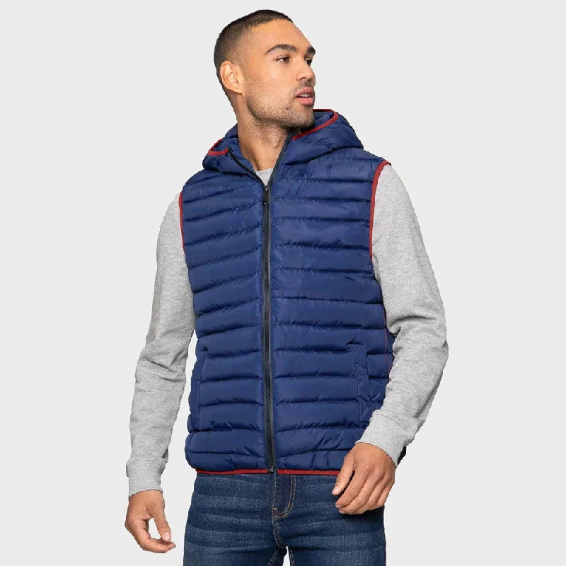 Max 21 Men's Bubble Hooded Body Warmer Quilted Puffer Gilet