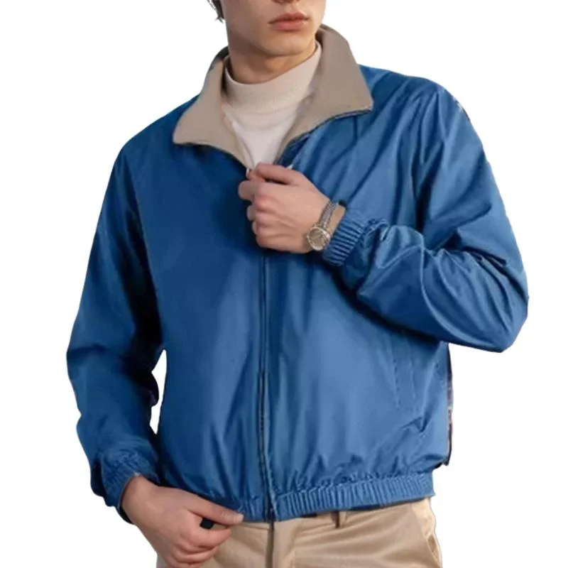 Men's Casual Reversible Zipper Lapel Jacket 19203892X