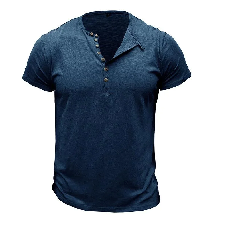 mens-casual-solid-color-henley-collar-short-sleeve-t-shirt-45227245m