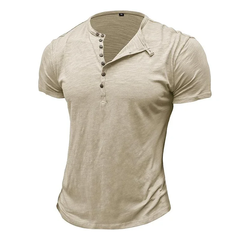 mens-casual-solid-color-henley-collar-short-sleeve-t-shirt-45227245m