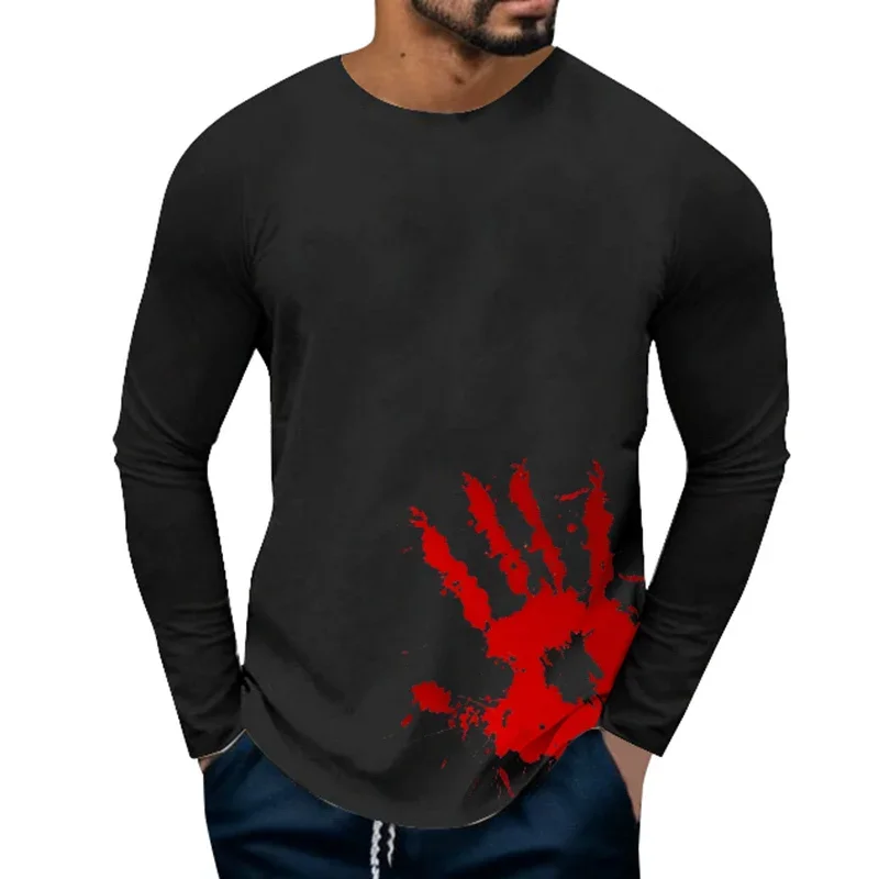 Men's Round Neck Printed Long Sleeve T-Shirt 84851181X