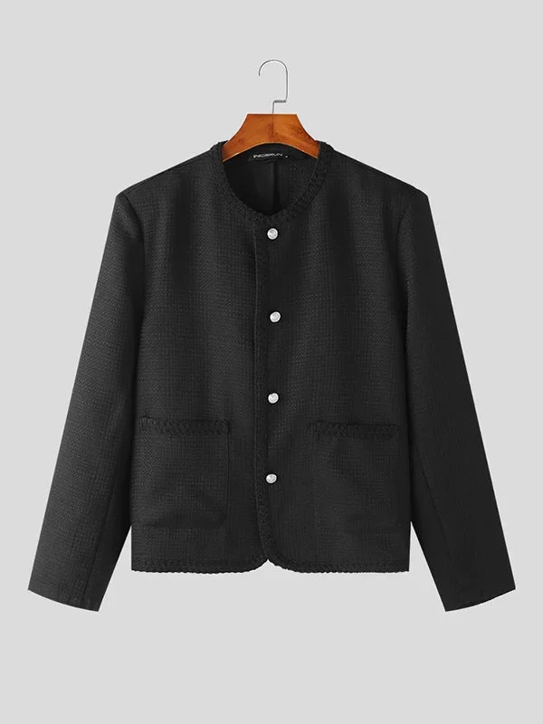 mens-weave-texture-metal-button-collarless-jacket-skuk30920