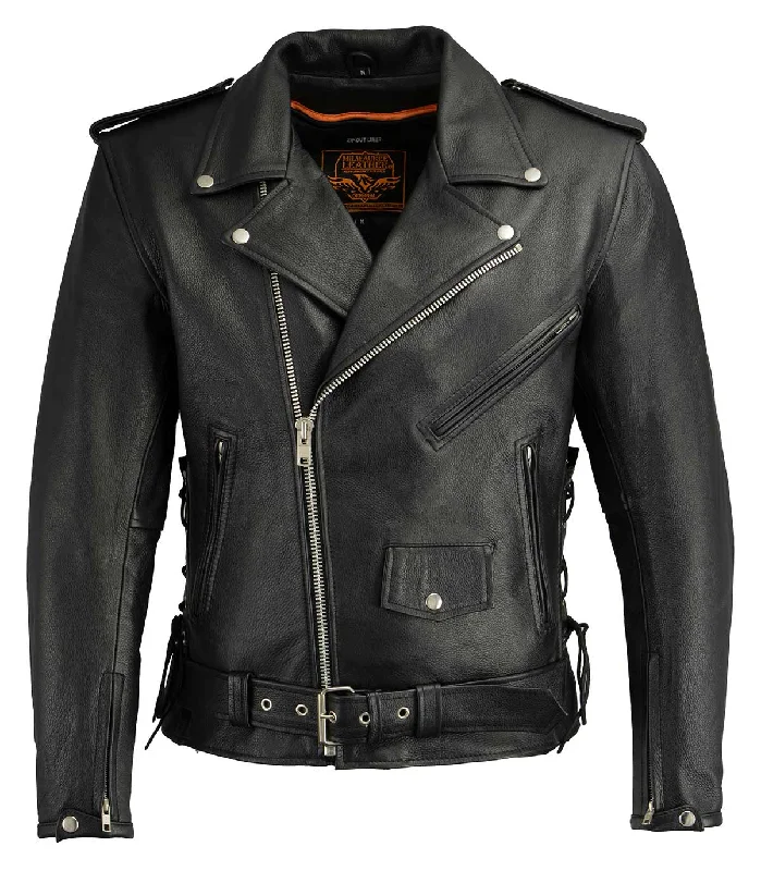 milwaukee-leather-lkm1711-mens-black-classic-side-lace-police-style-motorcycle-jacket-with-gun-pockets