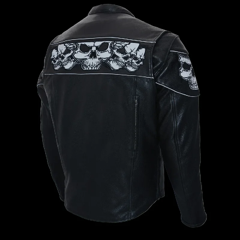 milwaukee-leather-mens-crossover-black-leather-scooter-jacket-with-reflective-skulls-and-gun-pockets