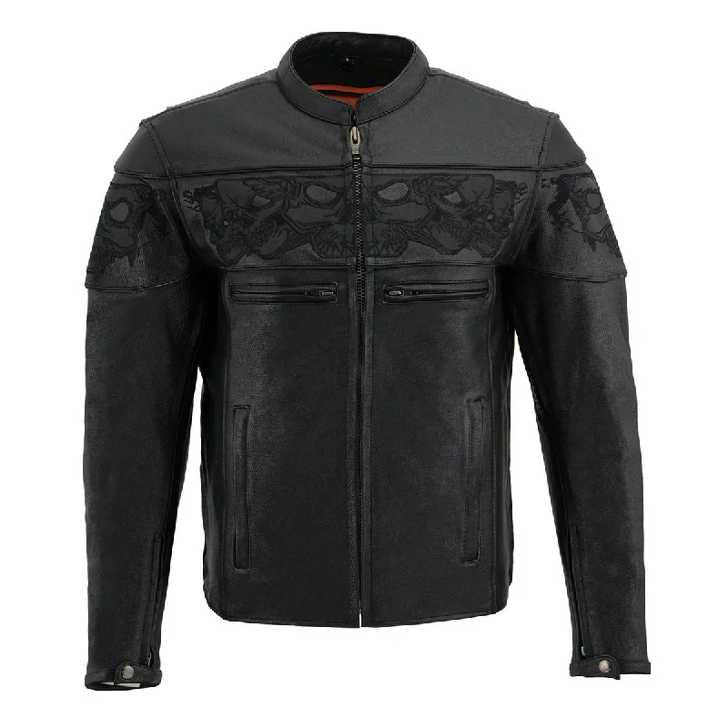 milwaukee-leather-mens-crossover-black-leather-scooter-jacket-with-reflective-skulls-and-gun-pockets