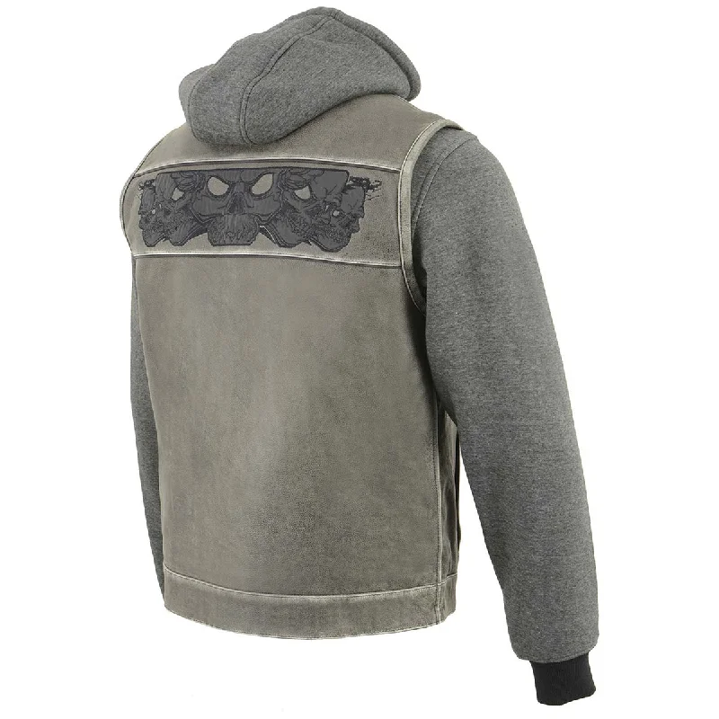 milwaukee-leather-mlm3562-mens-2-in-1-distressed-grey-leather-vest-with-reflective-skulls