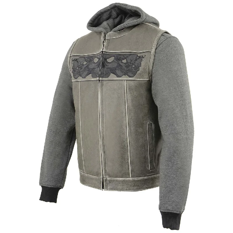 milwaukee-leather-mlm3562-mens-2-in-1-distressed-grey-leather-vest-with-reflective-skulls