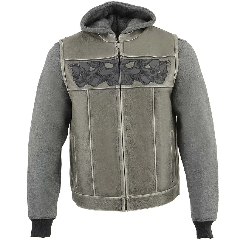 milwaukee-leather-mlm3562-mens-2-in-1-distressed-grey-leather-vest-with-reflective-skulls