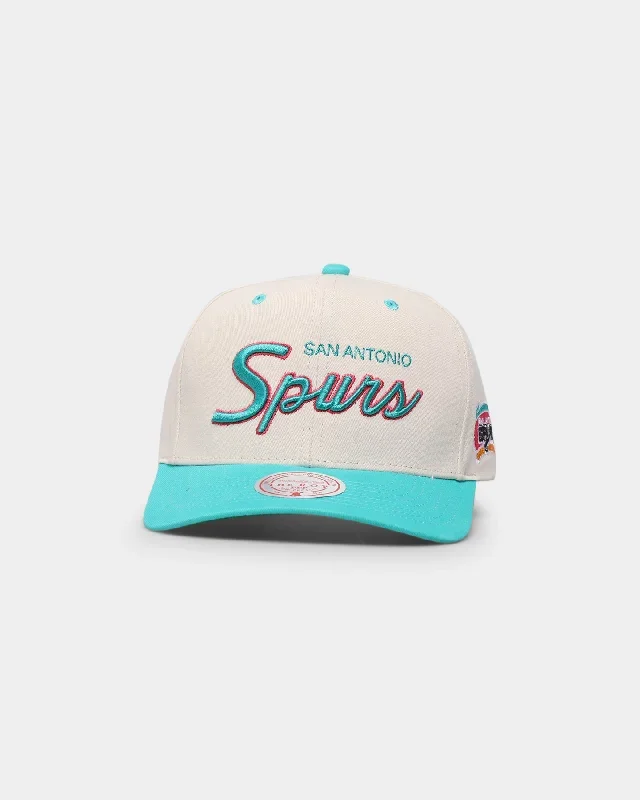 Mitchell & Ness San Antonio Spurs Cream Team Script Pro Crown Snapback Cream