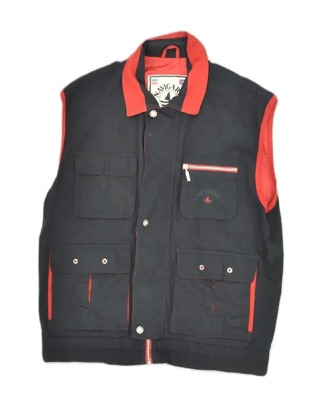 NAVIGARE Mens Utility Gilet UK 38 Medium Black