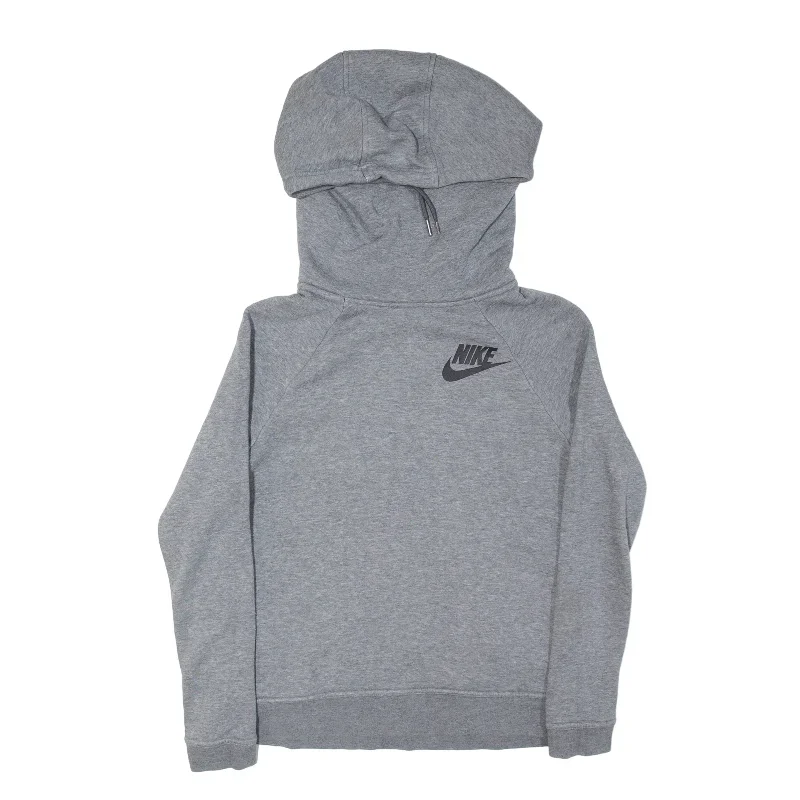 NIKE High Neck Hoodie Grey Pullover Mens XS