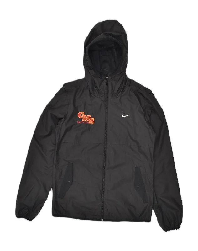 NIKE Mens CMS Soccer Hooded Rain Jacket UK 38 Medium Black Polyester