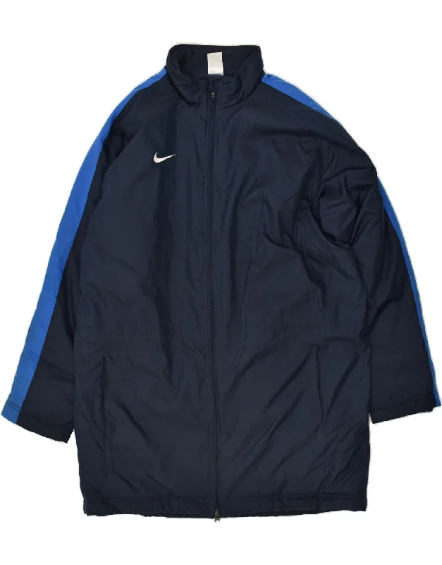 NIKE Mens Windbreaker Jacket UK 42/44 XL Navy Blue Colourblock Polyester