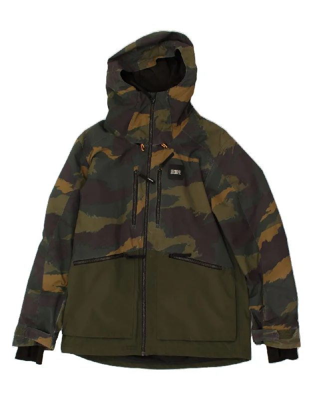 O'NEILL Mens Hooded Windbreaker Jacket UK 40 Large Green Camouflage