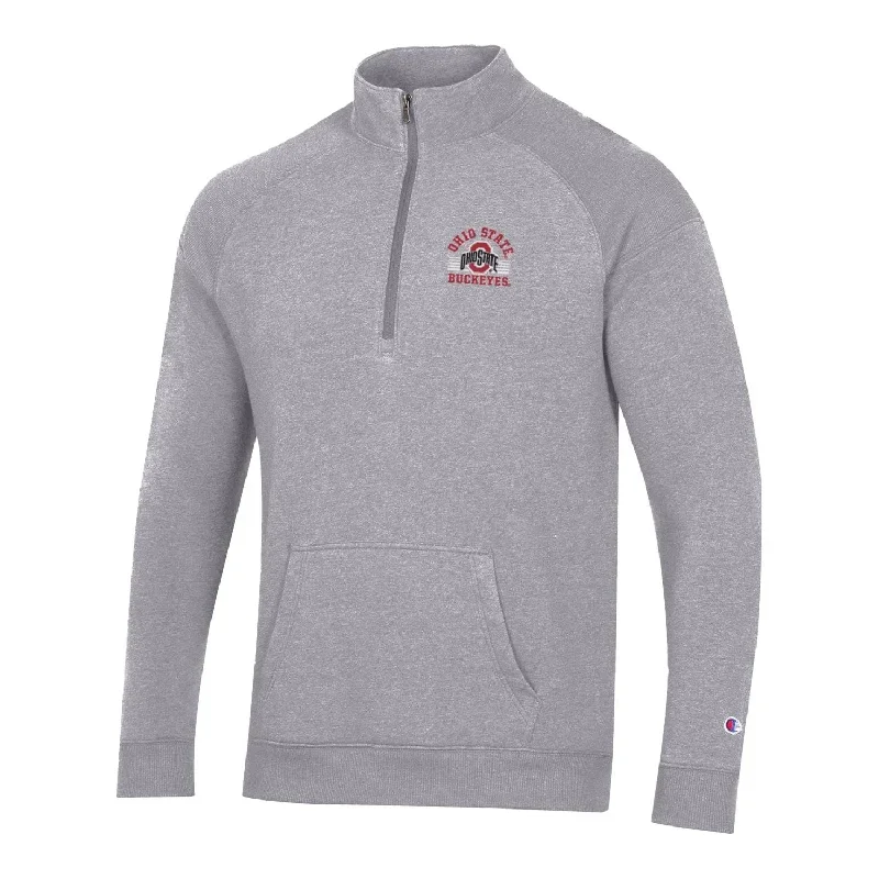 Ohio State Buckeyes Tri Fleece Embroidered 1/4 Zip Gray Sweatshirt