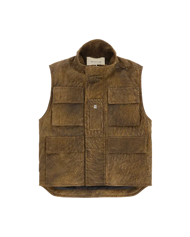 TREATED LEATHER CARGO VEST