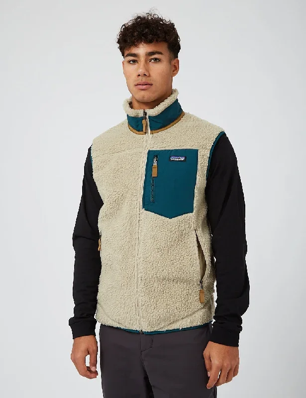 Patagonia Classic Retro-X Vest - Pelican Beige w/Dark Borealis Green