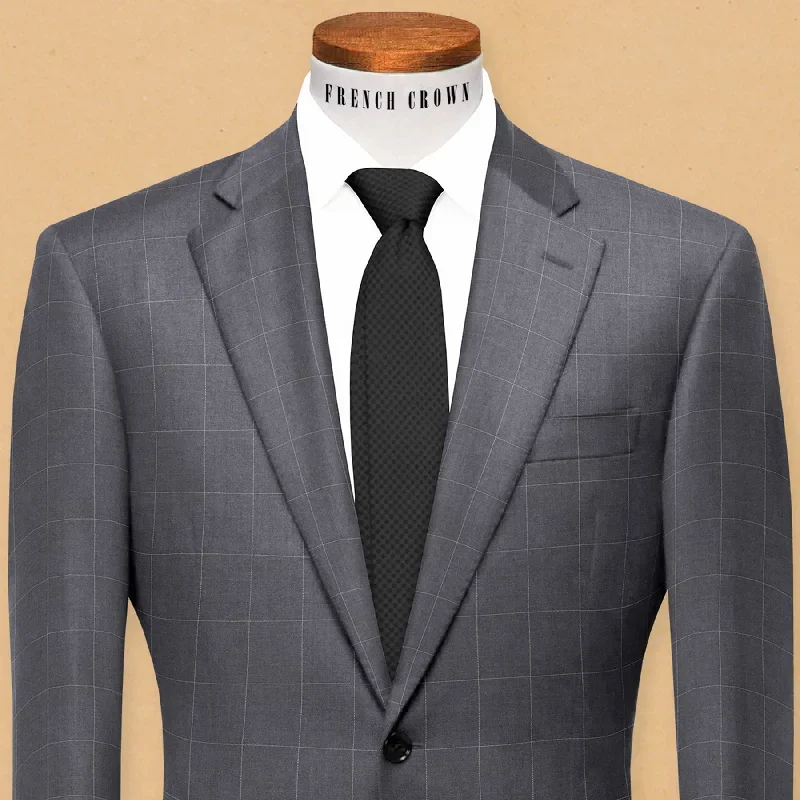 Pebble Grey Windowpane Wool Blazer