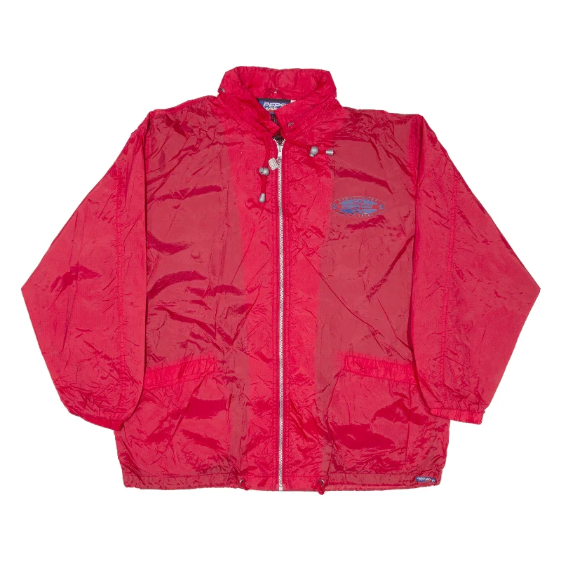 PEPSI Mens Shell Jacket Red Nylon Hooded L