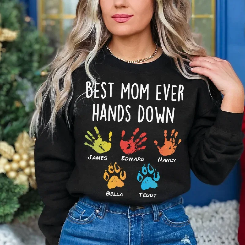 Personalized Gifts For Mom Shirt Best Mom Ever Hands Down