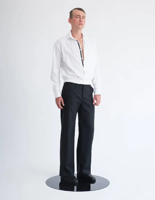 Pinstripe Shirt with Elastic Waist