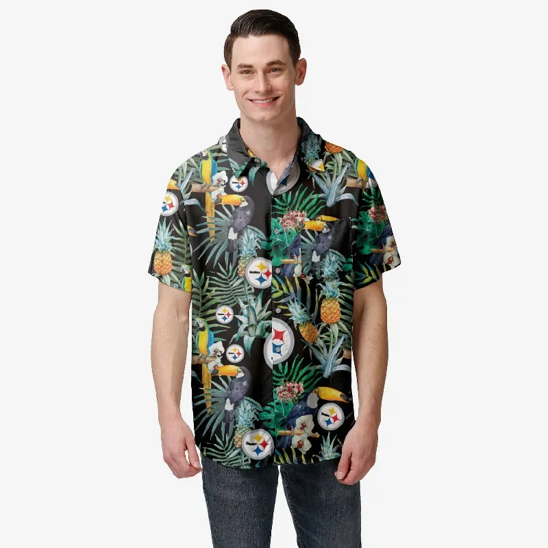 Pittsburgh Steelers Floral Button Up Shirt