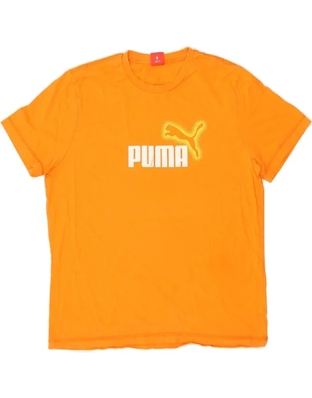 PUMA Mens Graphic T-Shirt Top XL Yellow Cotton