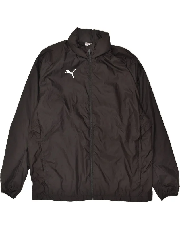 PUMA Mens Hooded Rain Jacket UK 46 3XL Black Polyester