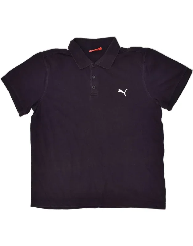 PUMA Mens Polo Shirt XL Navy Blue Cotton