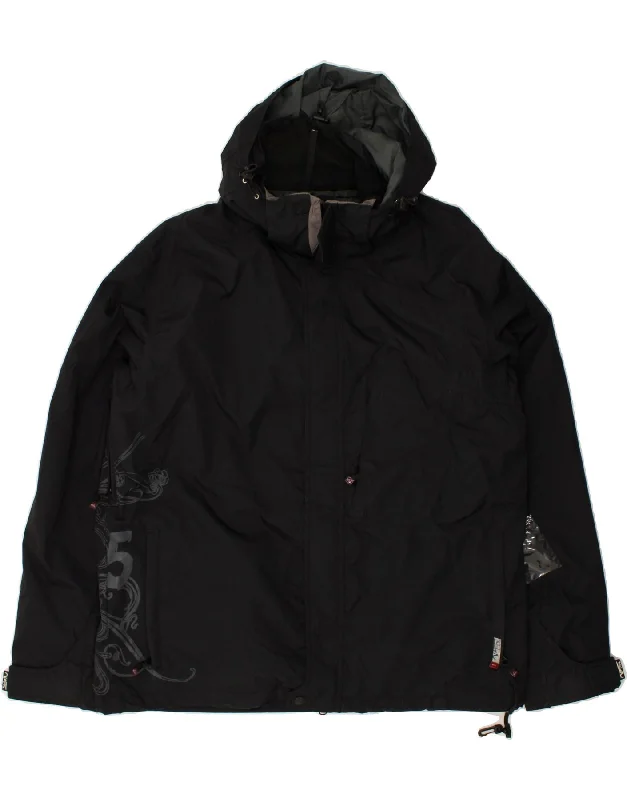 QUIKSILVER Mens Graphic Hooded Windbreaker Jacket UK 42 XL Black Nylon