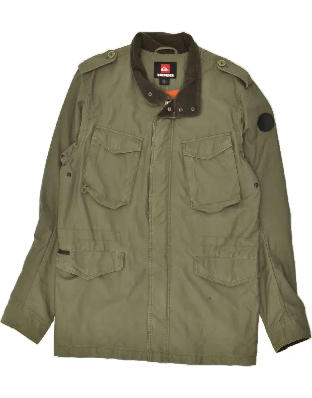 QUIKSILVER Mens Military Jacket UK 40 Large Green Cotton