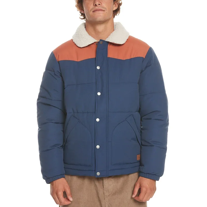 Quiksilver Mens The Puffer Sherpa Collar Padded Jacket - Naval Academy