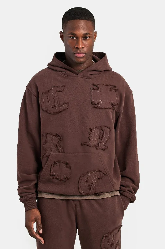 raw-edge-applique-hoodie-brown