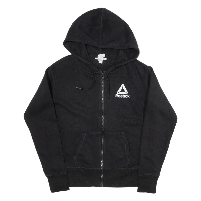 REEBOK Mens Black Hoodie Full Zip XS