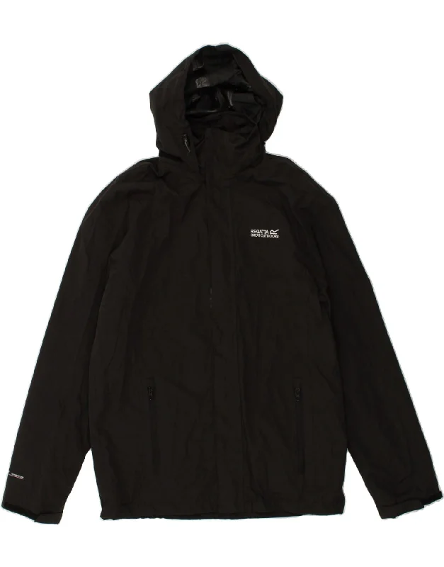 REGATTA Mens Outdoor Hooded Windbreaker Jacket UK 38 Medium Black