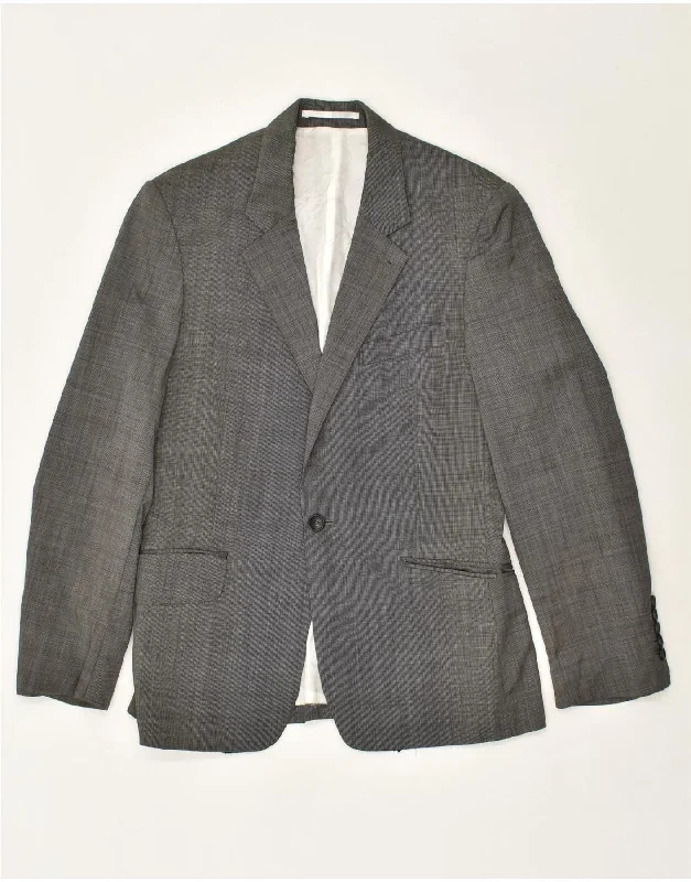 REISS Mens 1 Button Blazer Jacket UK 36 Small Grey Wool