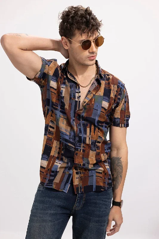 Retro Abstract Rustic Brown Shirt