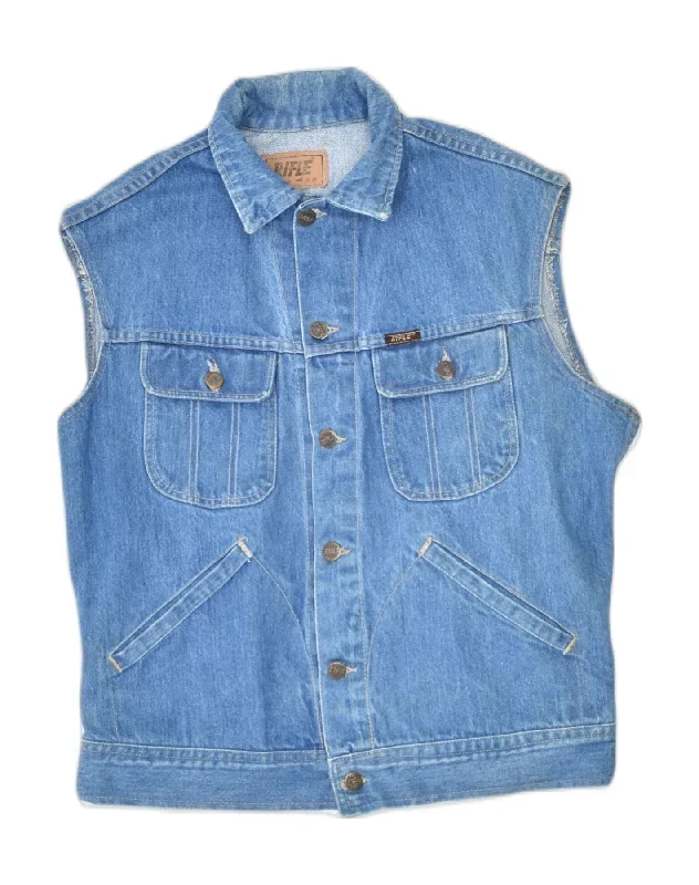 RIFLE Mens Denim Gilet IT 48 Medium Blue Cotton