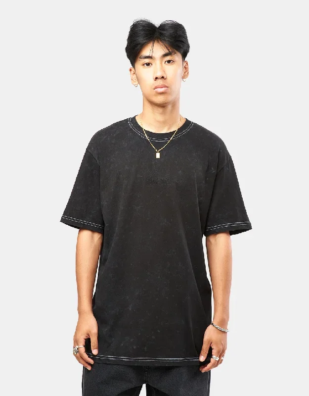 Route One Organic Constrast Stitch T-Shirt - Black