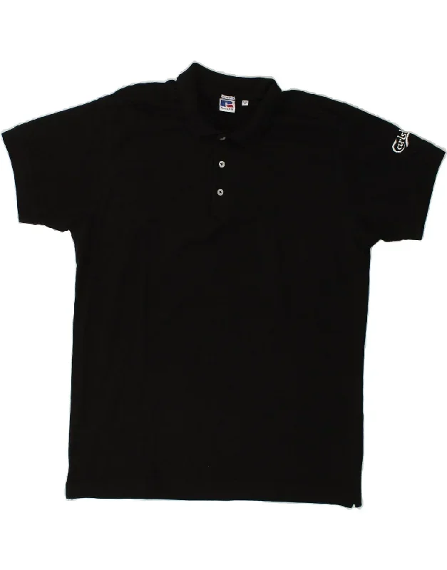 RUSSELL ATHLETIC Mens Polo Shirt 2XL Black Cotton