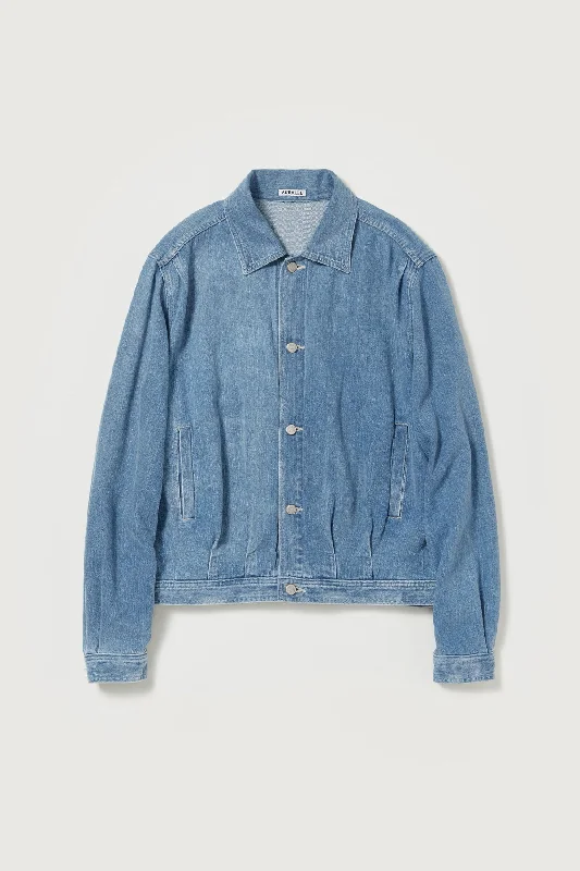 Selvedge Faded Light Denim Blouson - Light Indigo