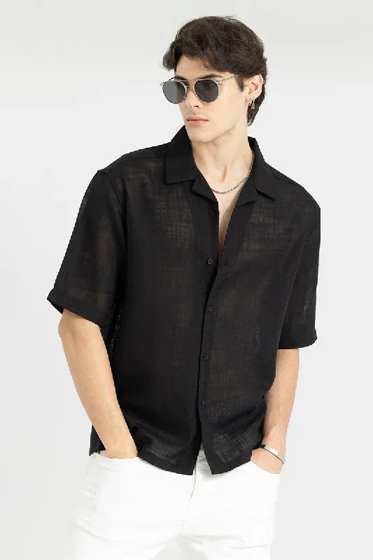 Sheer Gaze Black Oversized Shirt