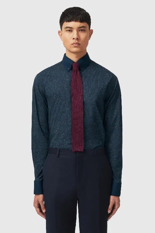 Elgin Slim Fit Navy Cotton Shirt - ARCHIVE