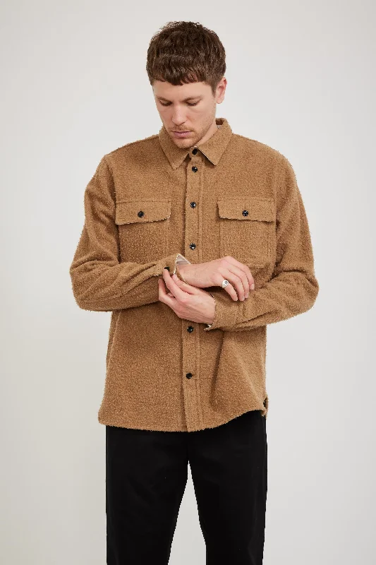 Silas Textured Cotton Wool Overshirt Camel