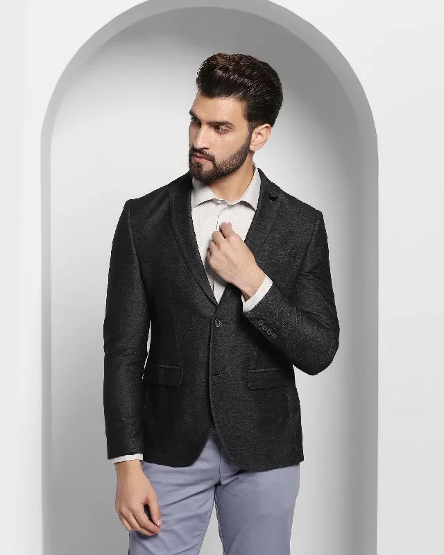 Casual Black Solid Blazer - Alvaro