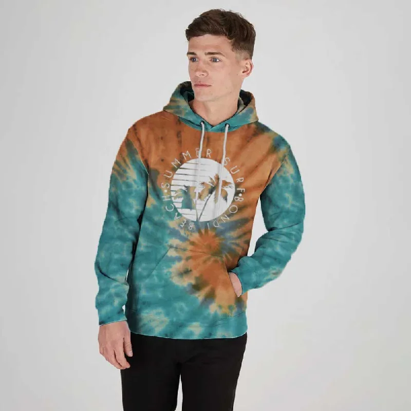 Soul Star Men's Summer Surf Printed Tie & Dye Pullover Hoodie