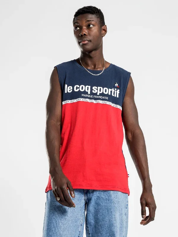 Sponser Muscle T-Shirt in Dress Blue