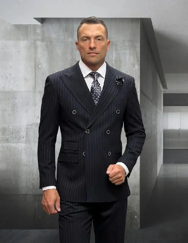 Statement Suit - Statement Italy Suit - Wool Suit - Statement Men's 2 Piece 100% Wool Fashion Suit - Pinstripe