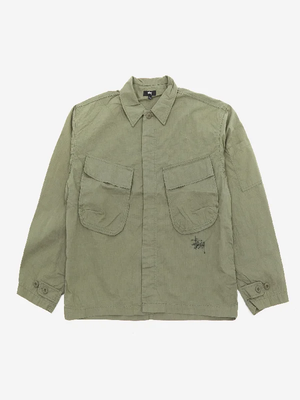 Stüssy Military Long Sleeve Overshirt - Olive